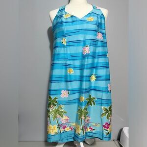 Positive Attitude turquoise, tropical halter dress. Size 4